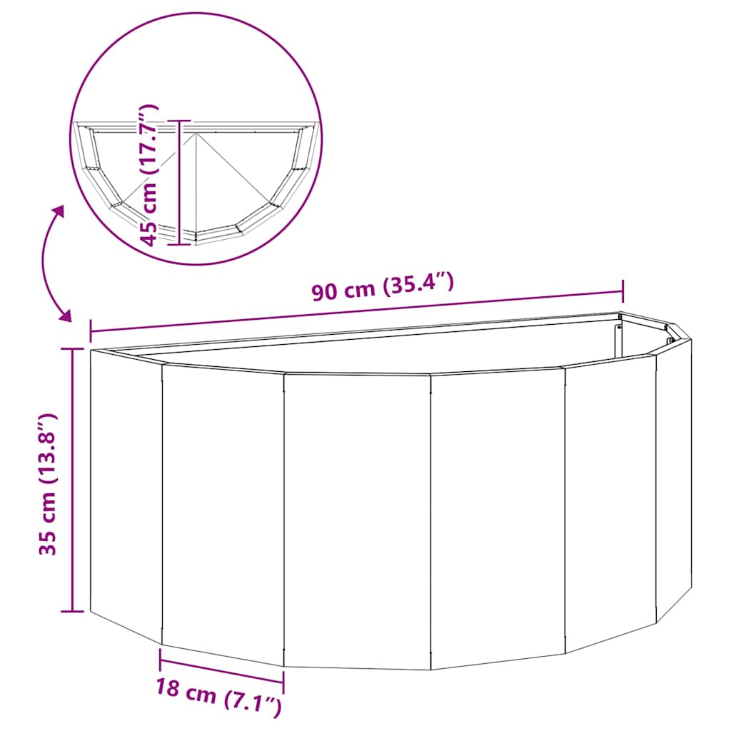 vidaXL Planter Rusty 90 x 45 x 35 cm Weathering Steel - Brown