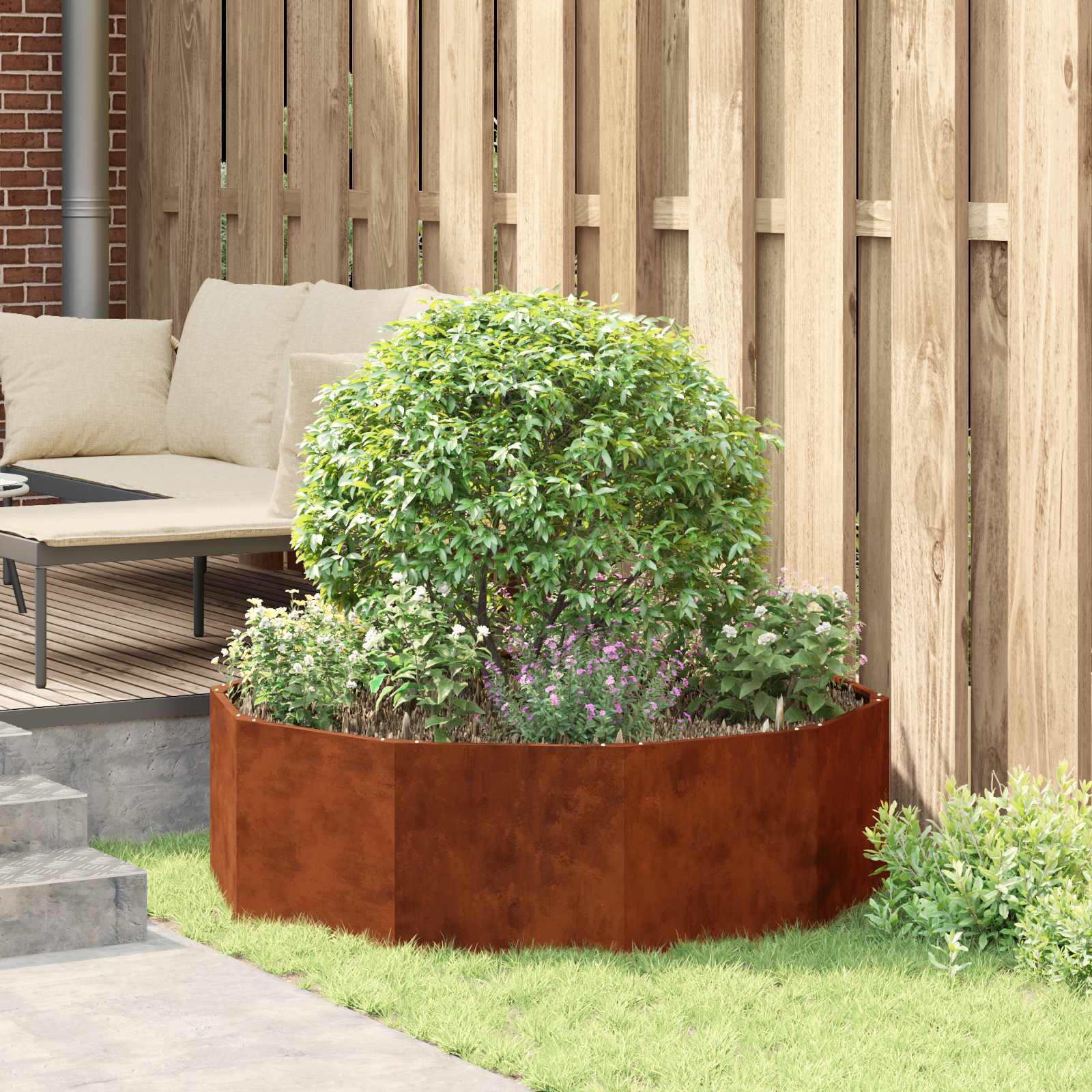 vidaXL Planter Rusty 120 x 120 x 35 cm Weathering Steel - Brown