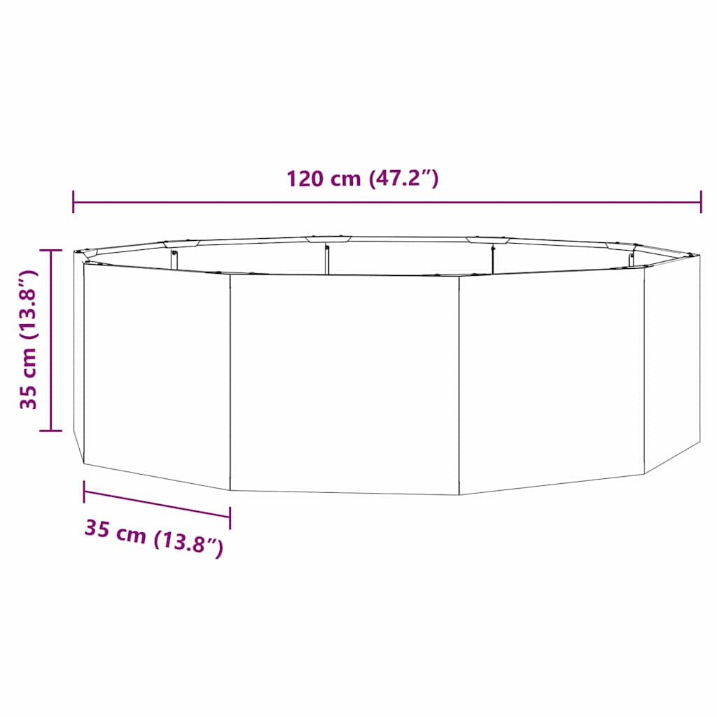 vidaXL Planter Rusty 120 x 120 x 35 cm Weathering Steel - Brown
