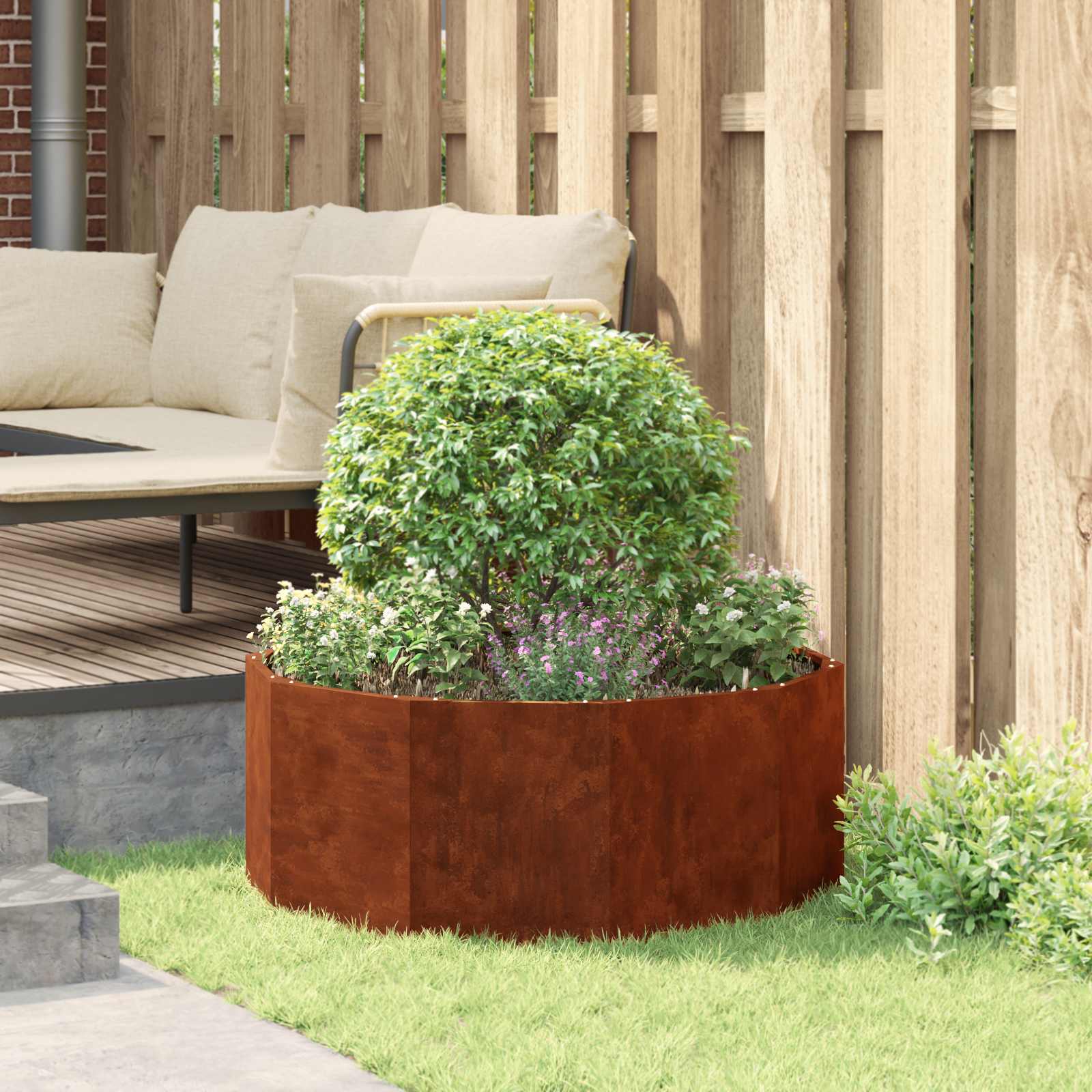 vidaXL Planter Rusty 90 x 90 x 35 cm Weathering Steel - Brown