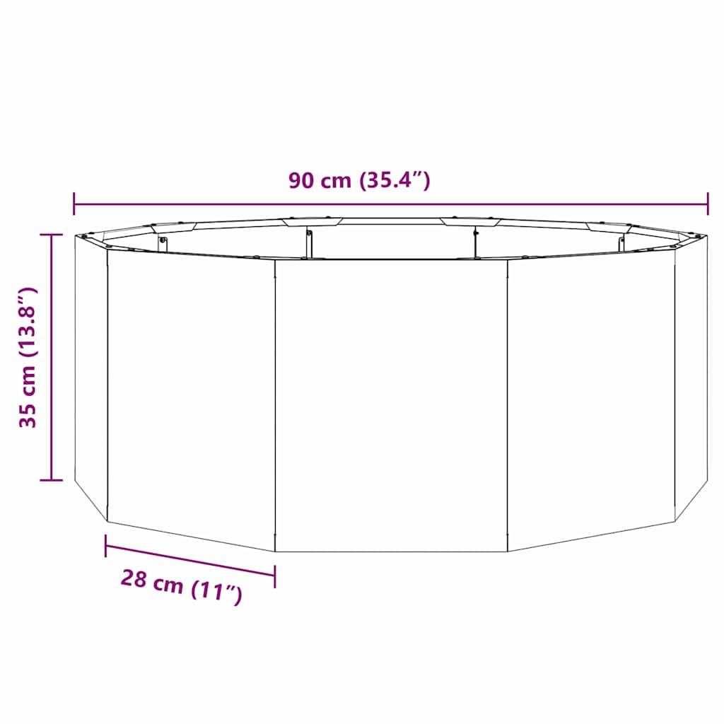 vidaXL Planter Rusty 90 x 90 x 35 cm Weathering Steel - Brown