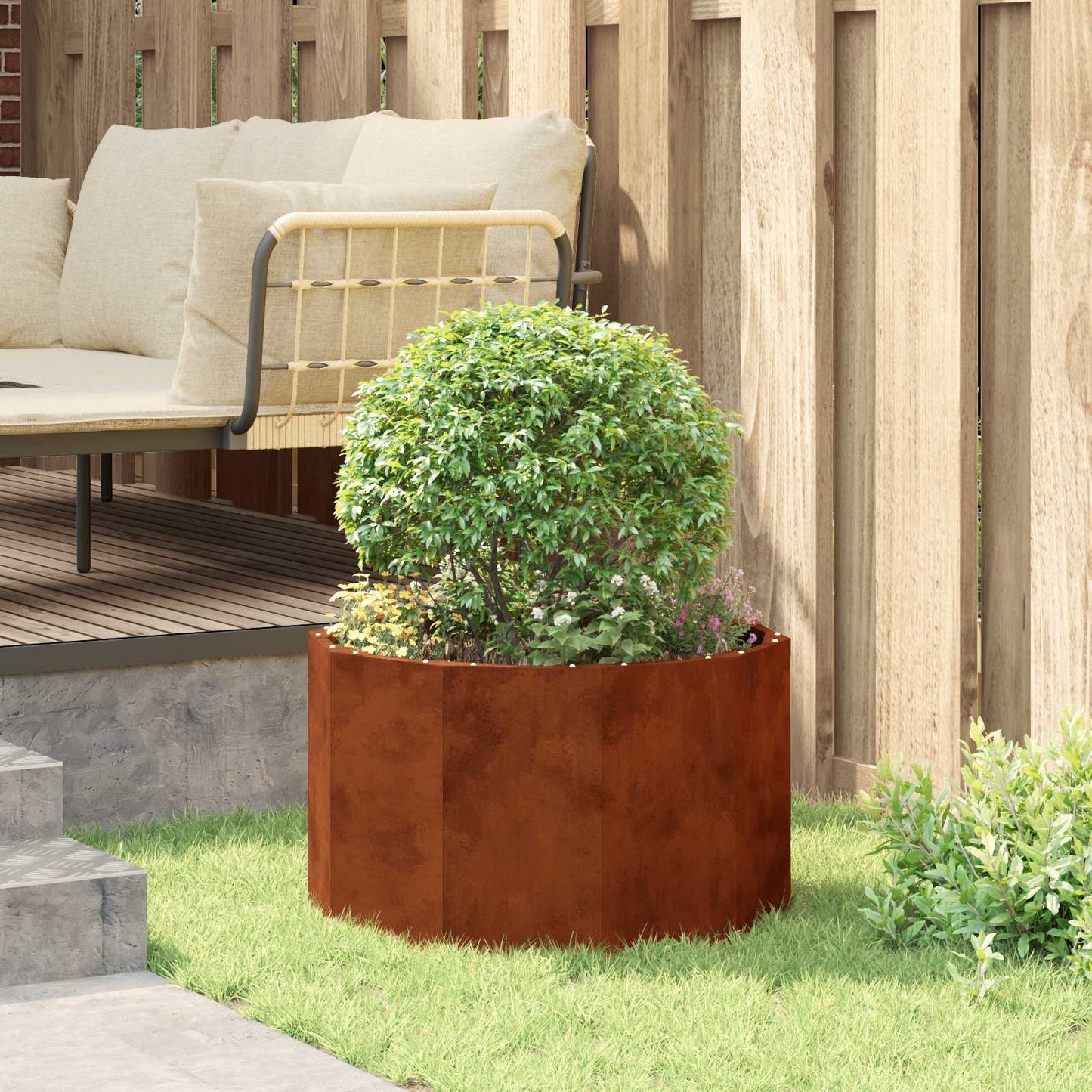vidaXL Planter Rusty 60 x 60 x 35 cm Weathering Steel - Brown