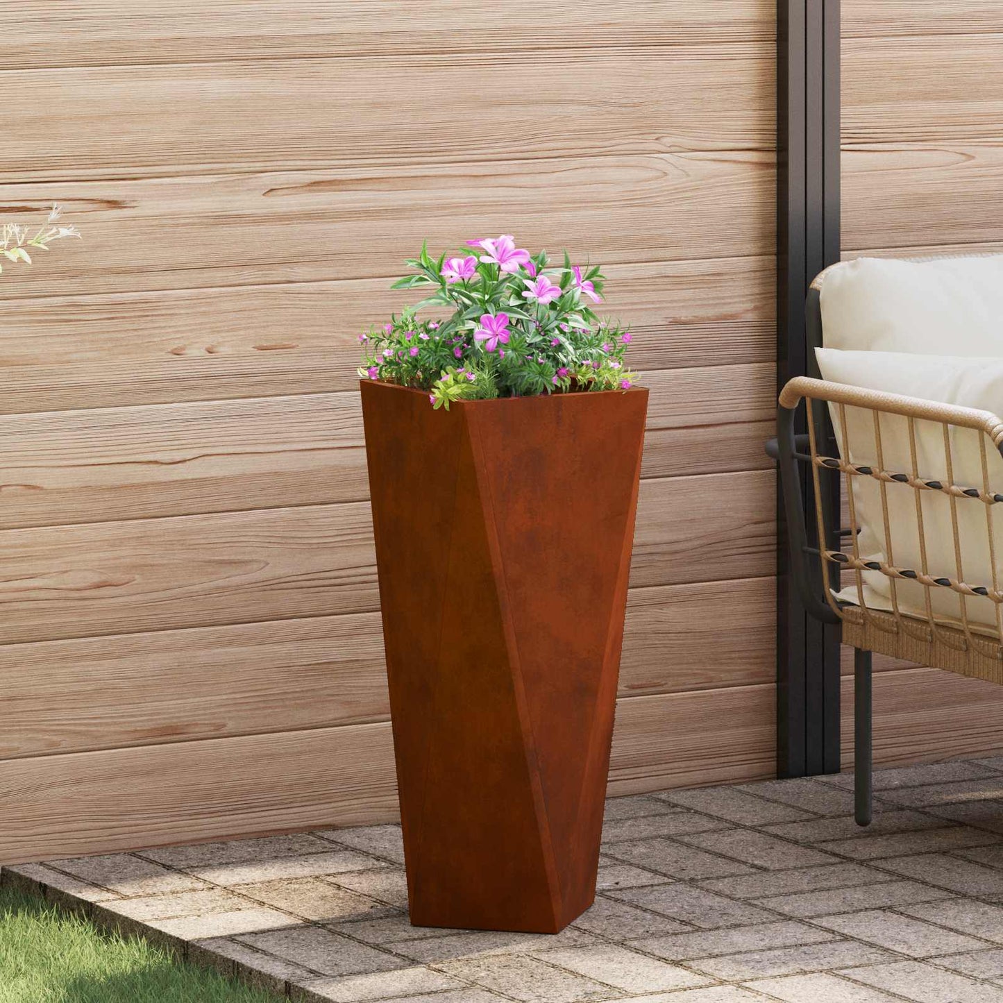 vidaXL Planter Rusty 30 x 30 x 75 cm Weathering Steel - Brown