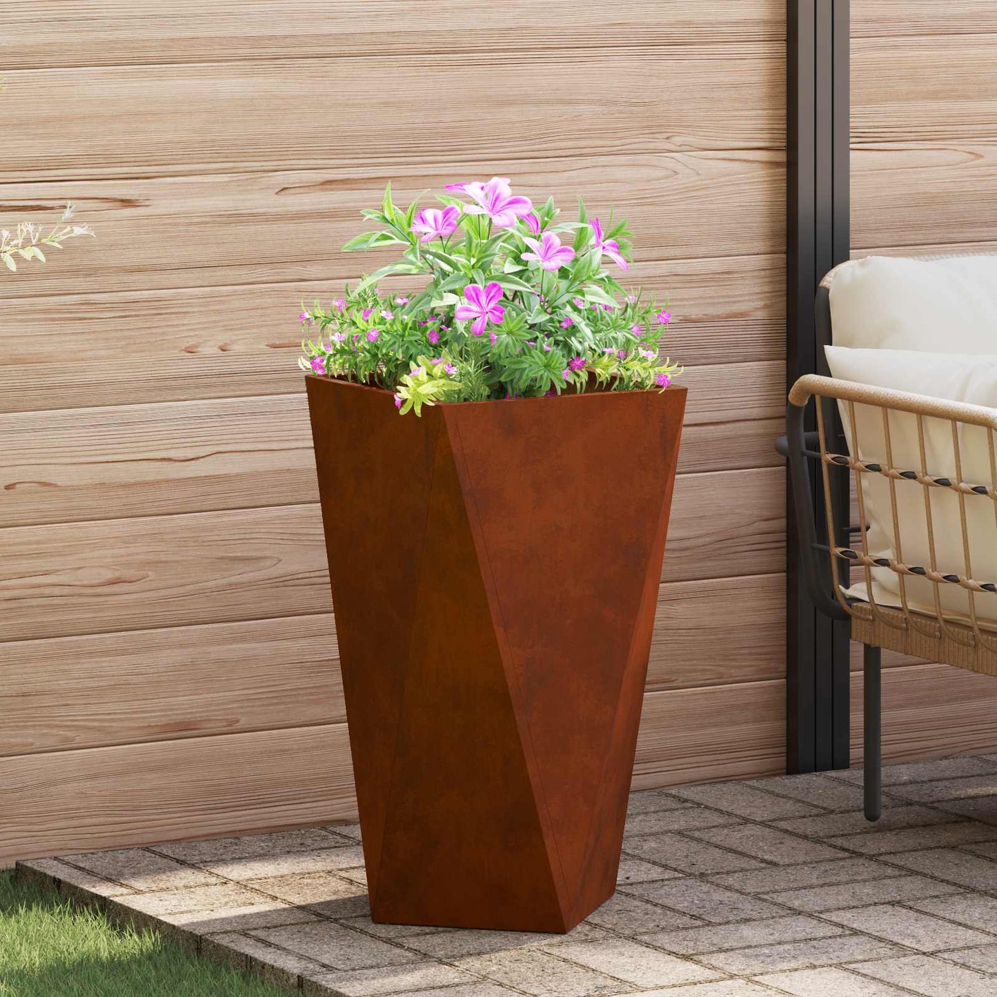 vidaXL Planter Rusty 40 x 40 x 75 cm Weathering Steel - Brown
