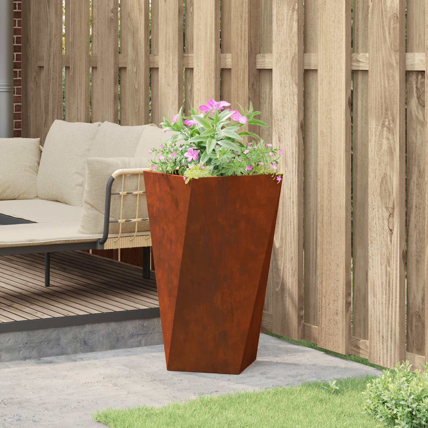 vidaXL Planter Rusty 40 x 40 x 75 cm Weathering Steel - Brown