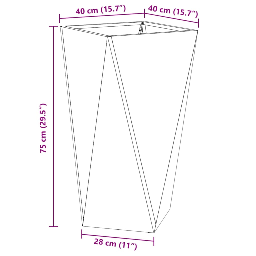 vidaXL Planter Rusty 40 x 40 x 75 cm Weathering Steel - Brown
