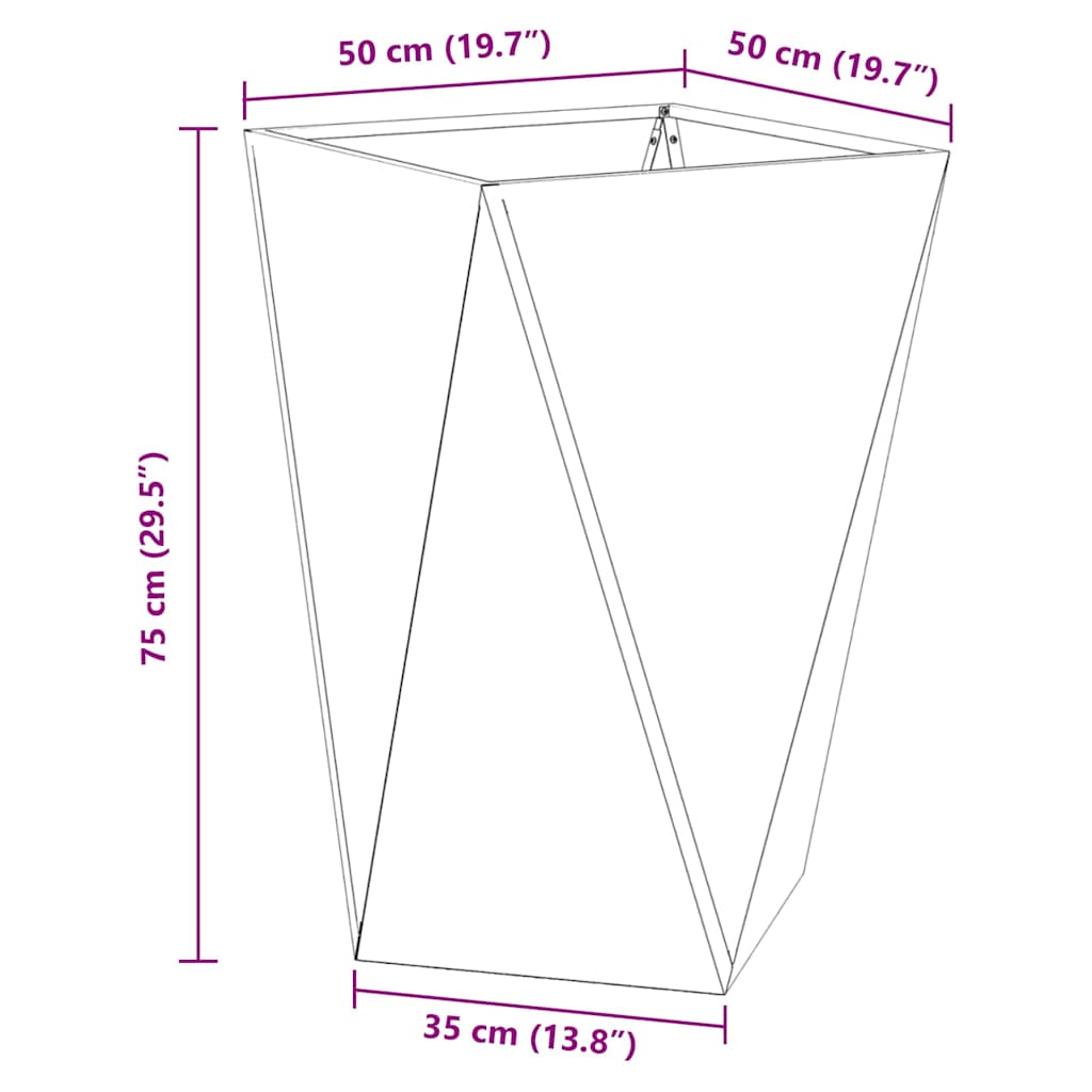 vidaXL Planter Rusty 50 x 50 x 75 cm Weathering Steel - Brown
