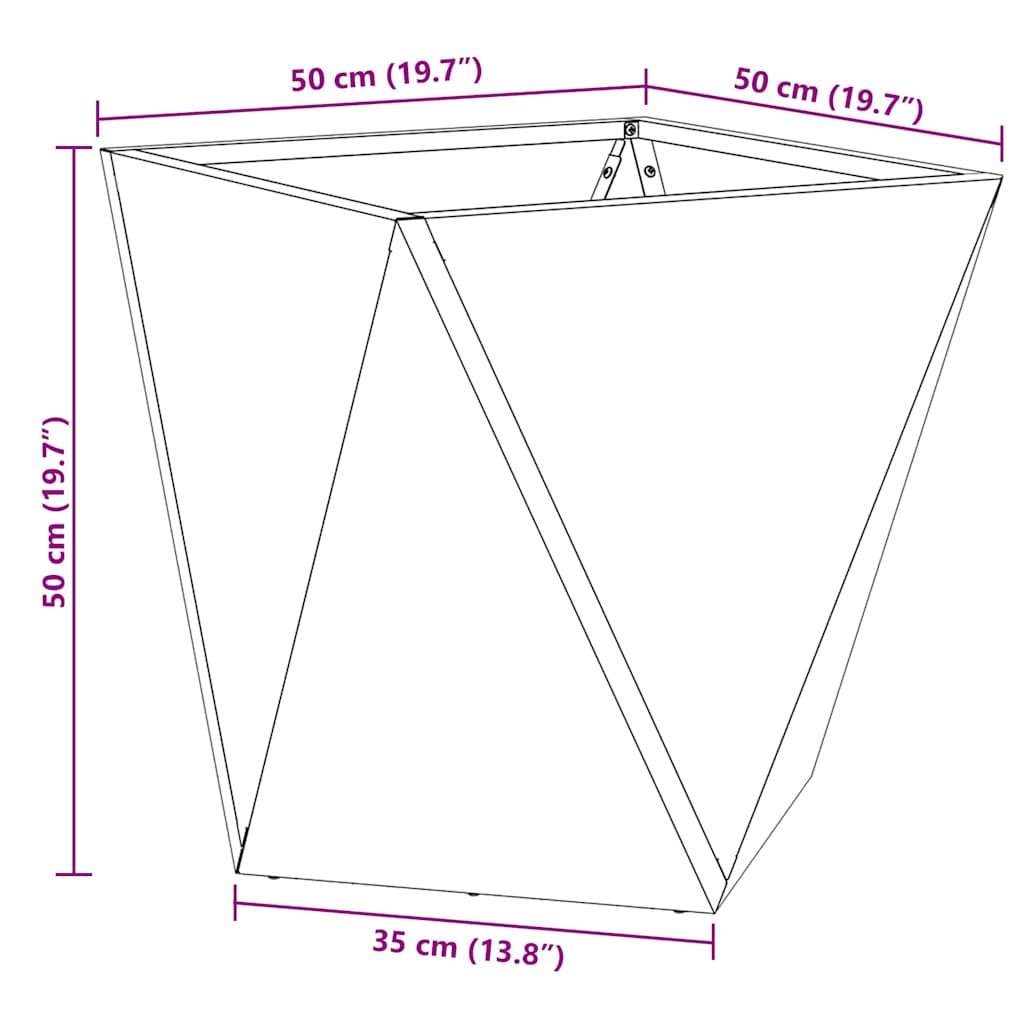 vidaXL Planter Rusty 50 x 50 x 50 cm Weathering Steel - Brown
