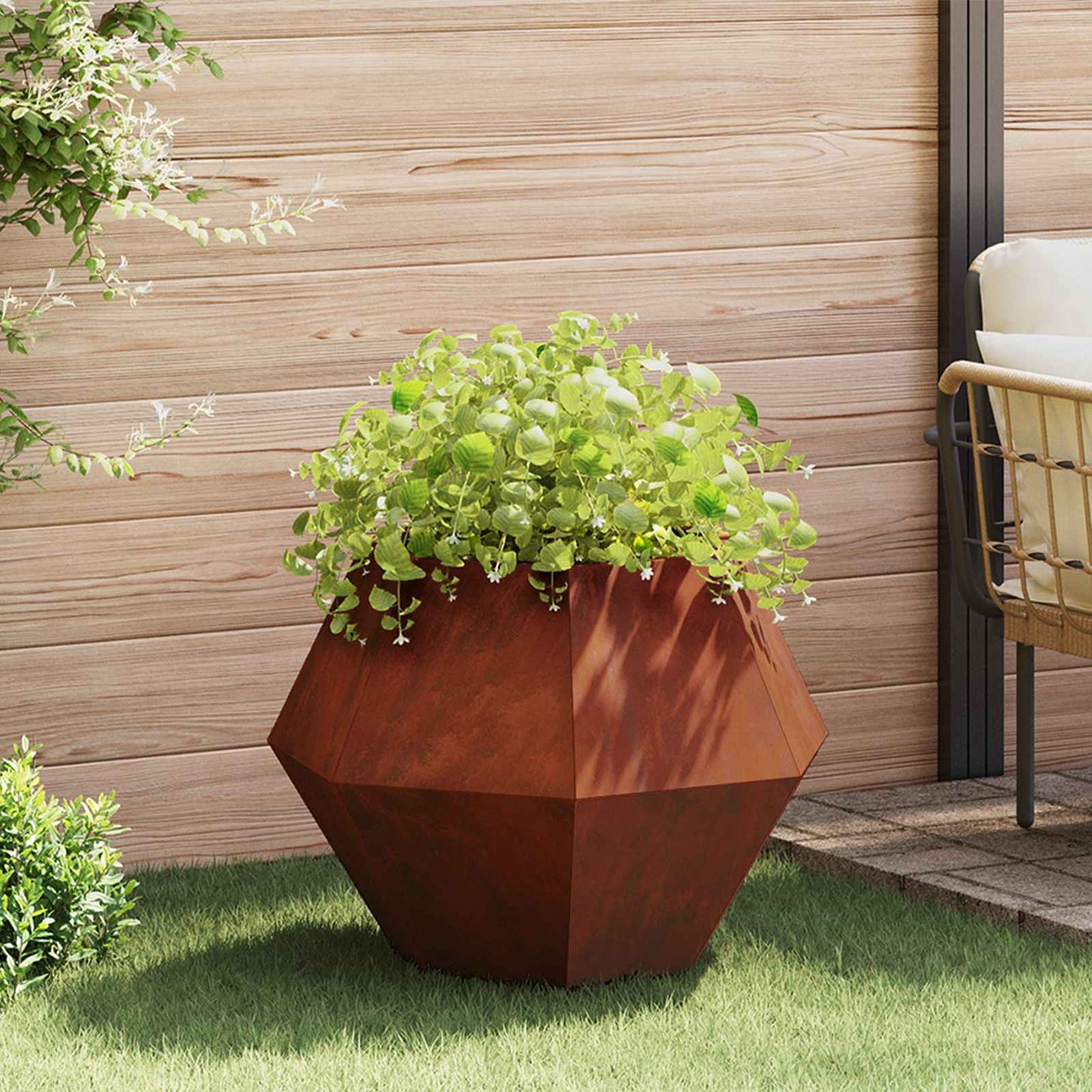 vidaXL Planter Rusty 75 x 75 x 60 cm Weathering Steel - Brown