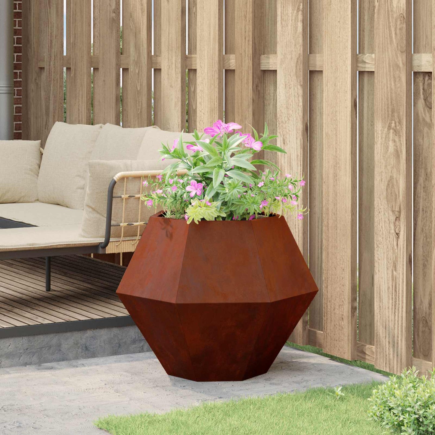 vidaXL Planter Rusty 75 x 75 x 60 cm Weathering Steel - Brown
