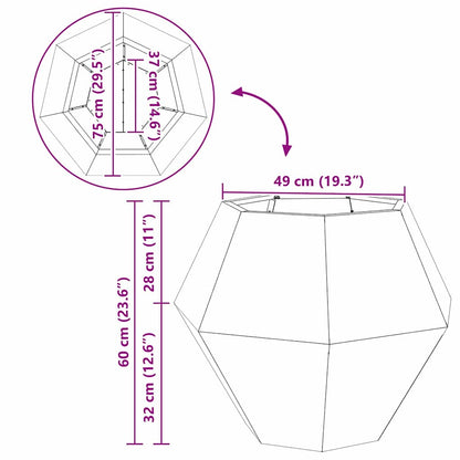 vidaXL Planter Rusty 75 x 75 x 60 cm Weathering Steel - Brown