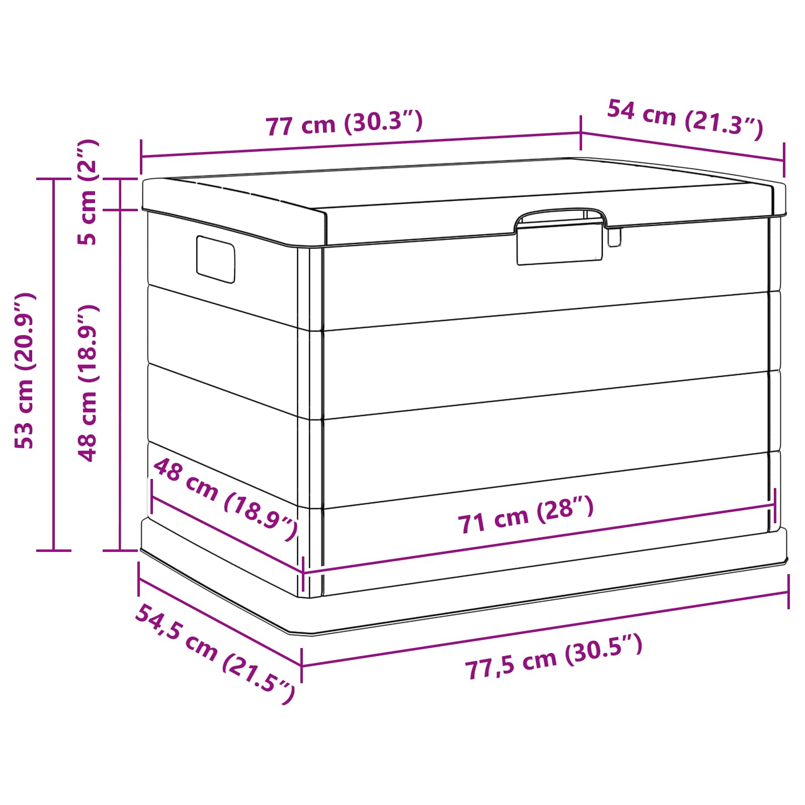 vidaXL Garden Storage Box Plastic 77.5 x 54.5 x 53 cm Anthracite