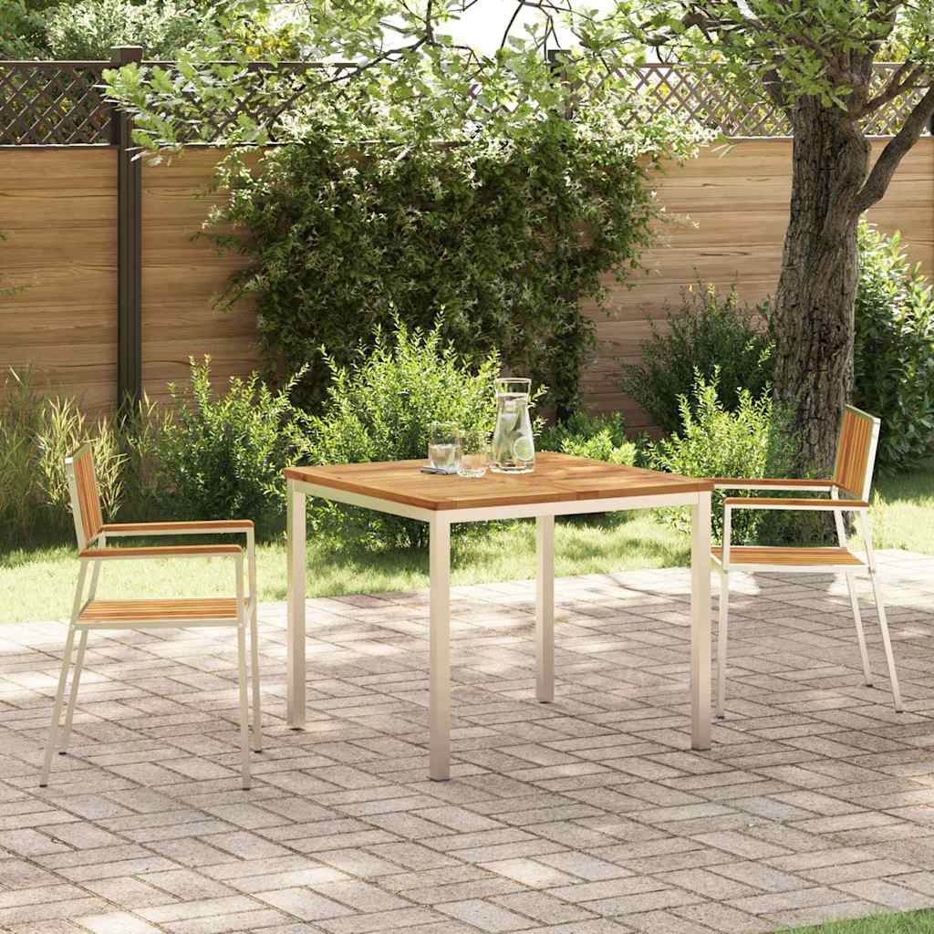 vidaXL Outdoor Dining Set 3 pcs Solid Acacia Wood and Stainless Steel - Brown - 90 x 90 x 75 cm