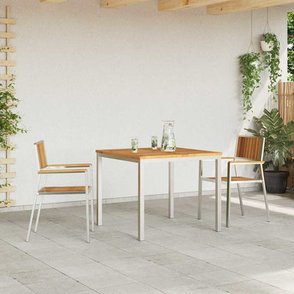 vidaXL Outdoor Dining Set 3 pcs Solid Acacia Wood and Stainless Steel - Brown - 90 x 90 x 75 cm