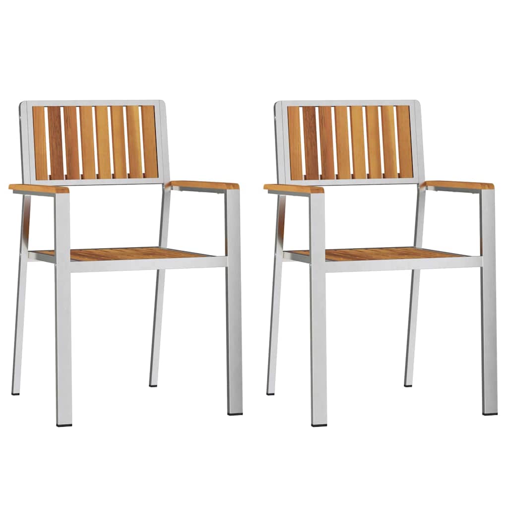vidaXL Outdoor Dining Set 3 pcs Solid Acacia Wood and Stainless Steel - Brown - 90 x 90 x 75 cm