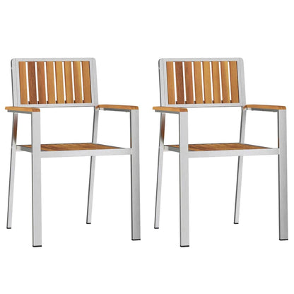 vidaXL Outdoor Dining Set 3 pcs Solid Acacia Wood and Stainless Steel - Brown - 90 x 90 x 75 cm