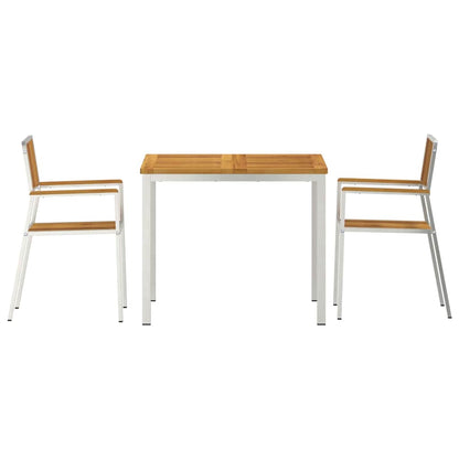 vidaXL Outdoor Dining Set 3 pcs Solid Acacia Wood and Stainless Steel - Brown - 90 x 90 x 75 cm