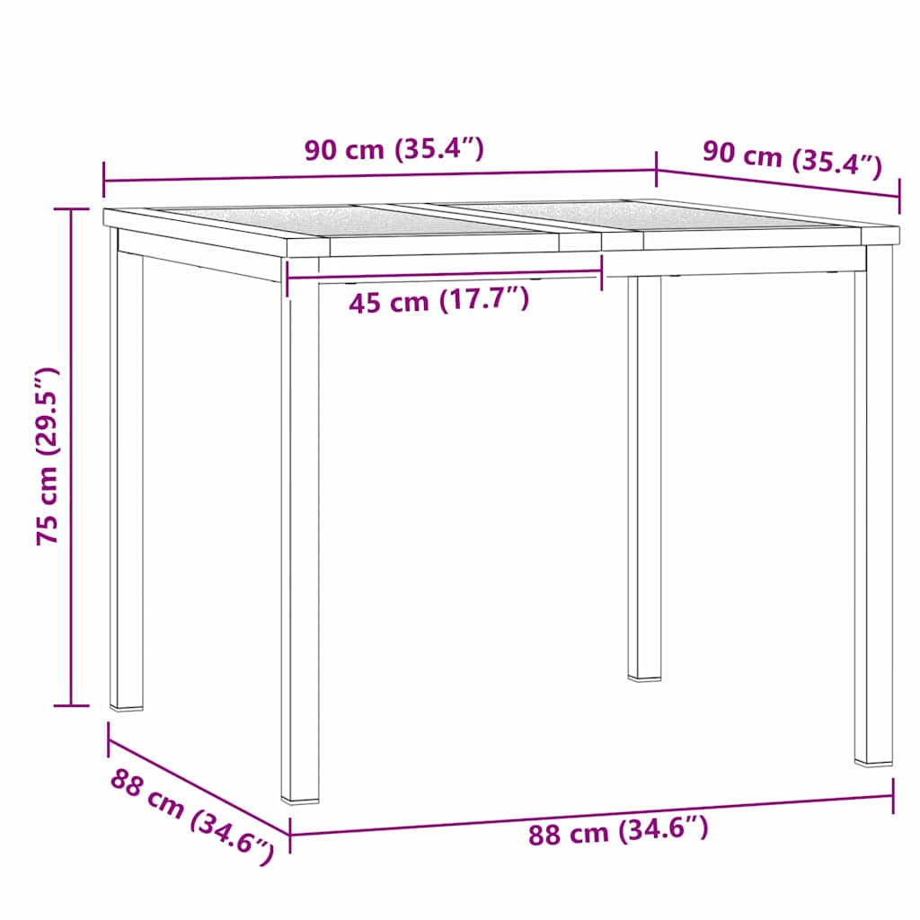 vidaXL Outdoor Dining Set 3 pcs Solid Acacia Wood and Stainless Steel - Brown - 90 x 90 x 75 cm