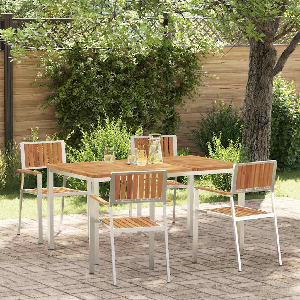 vidaXL Outdoor Dining Set 5 pcs Solid Acacia Wood and Stainless Steel - Brown - 150 x 90 x 75 cm