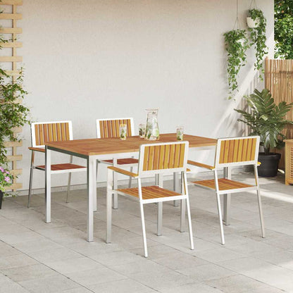 vidaXL Outdoor Dining Set 5 pcs Solid Acacia Wood and Stainless Steel - Brown - 150 x 90 x 75 cm