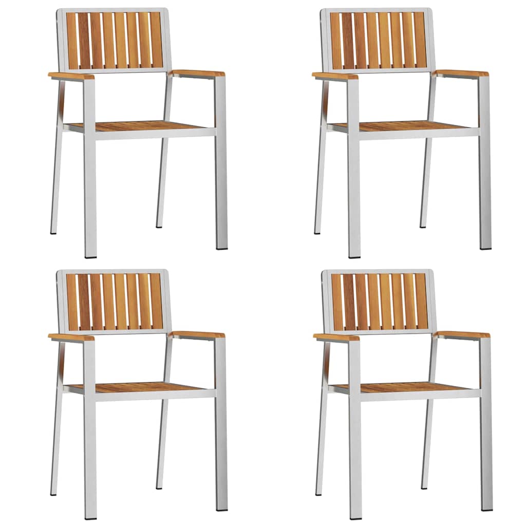 vidaXL Outdoor Dining Set 5 pcs Solid Acacia Wood and Stainless Steel - Brown - 150 x 90 x 75 cm
