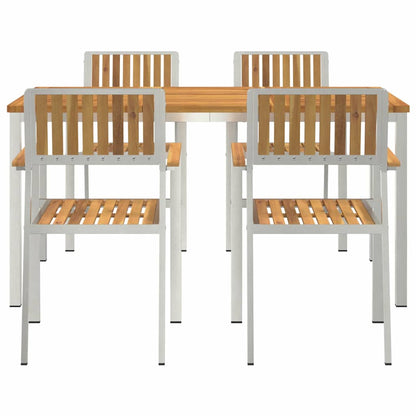 vidaXL Outdoor Dining Set 5 pcs Solid Acacia Wood and Stainless Steel - Brown - 150 x 90 x 75 cm