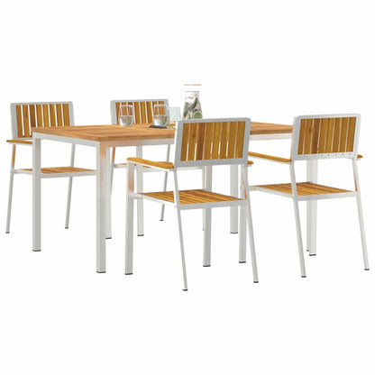 vidaXL Outdoor Dining Set 5 pcs Solid Acacia Wood and Stainless Steel - Brown - 150 x 90 x 75 cm