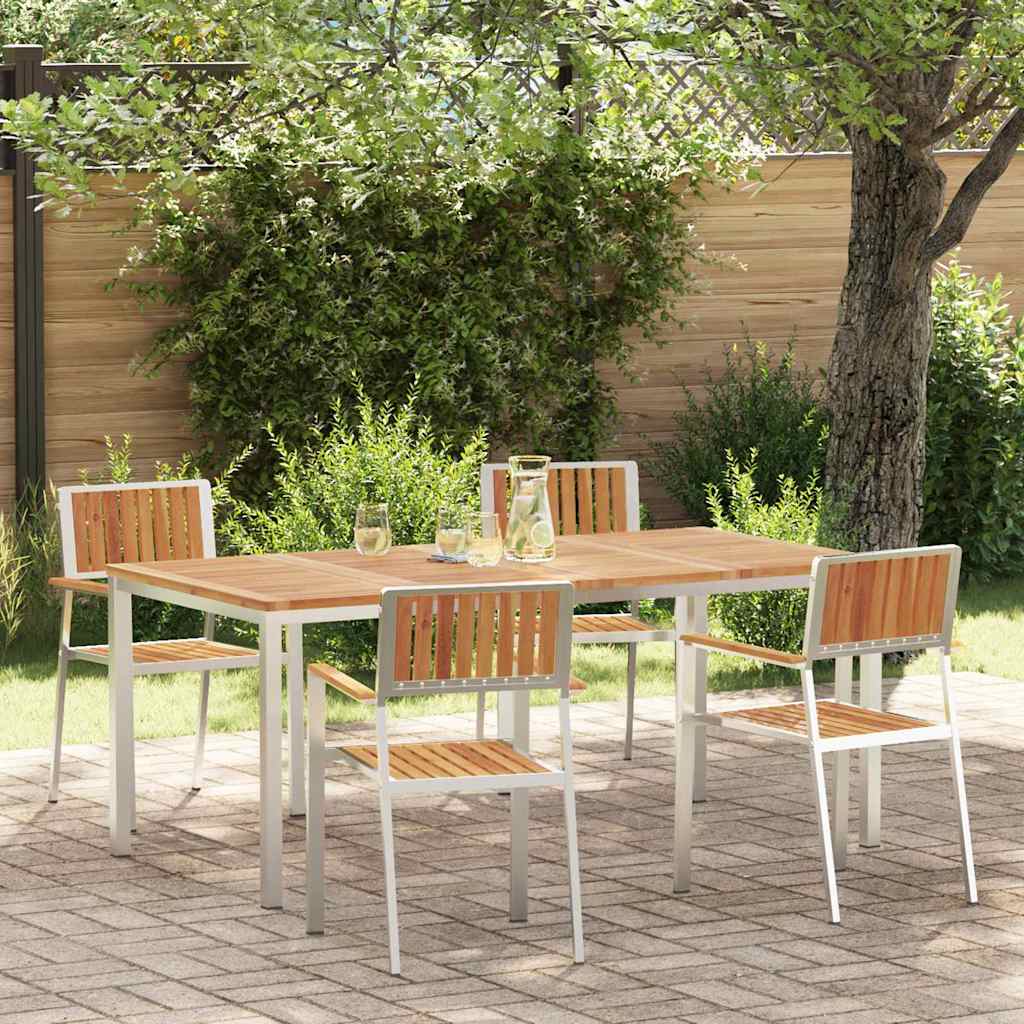 vidaXL Outdoor Dining Set 5 pcs Solid Acacia Wood and Stainless Steel - Brown - 180 x 90 x 75 cm