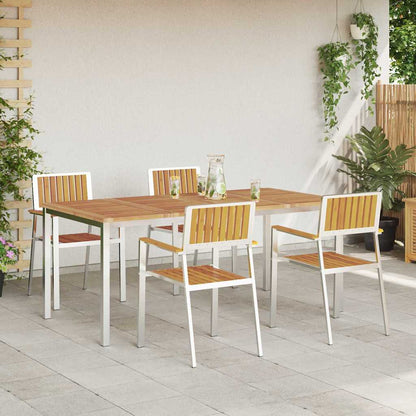 vidaXL Outdoor Dining Set 5 pcs Solid Acacia Wood and Stainless Steel - Brown - 180 x 90 x 75 cm