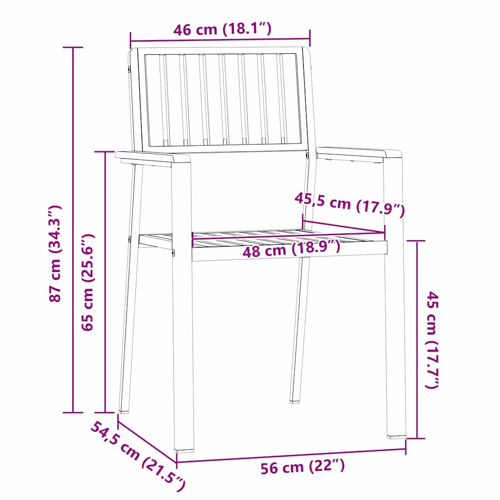 vidaXL Outdoor Dining Set 5 pcs Solid Acacia Wood and Stainless Steel - Brown - 180 x 90 x 75 cm