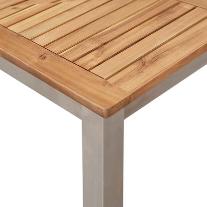 vidaXL Outdoor Dining Set 7 pcs Solid Acacia Wood and Stainless Steel - Brown - 180 x 90 x 75 cm