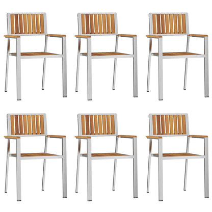 vidaXL Outdoor Dining Set 7 pcs Solid Acacia Wood and Stainless Steel - Brown - 180 x 90 x 75 cm