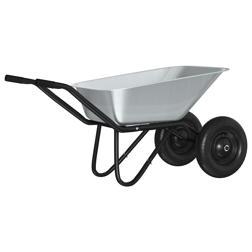 vidaXL Wheelbarrow Silver and Black 100 L 180 kg Galvanized Steel