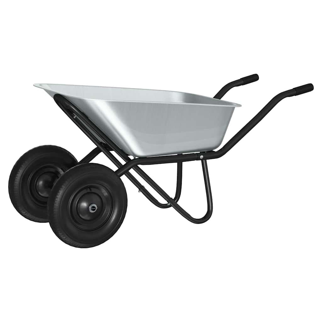 vidaXL Wheelbarrow Silver and Black 100 L 180 kg Galvanized Steel