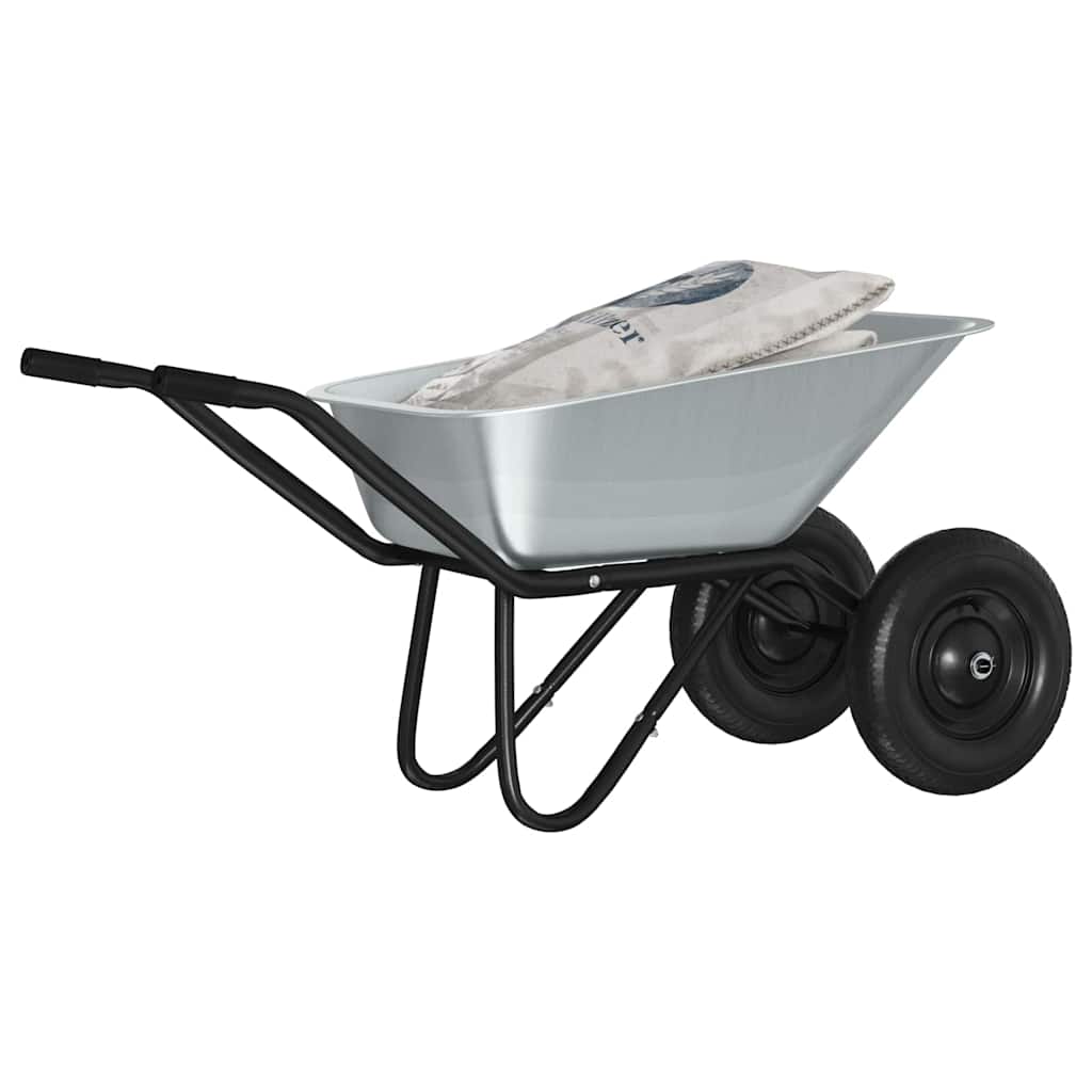 vidaXL Wheelbarrow Silver and Black 100 L 180 kg Galvanized Steel