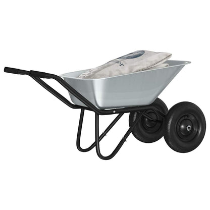 vidaXL Wheelbarrow Silver and Black 100 L 180 kg Galvanized Steel