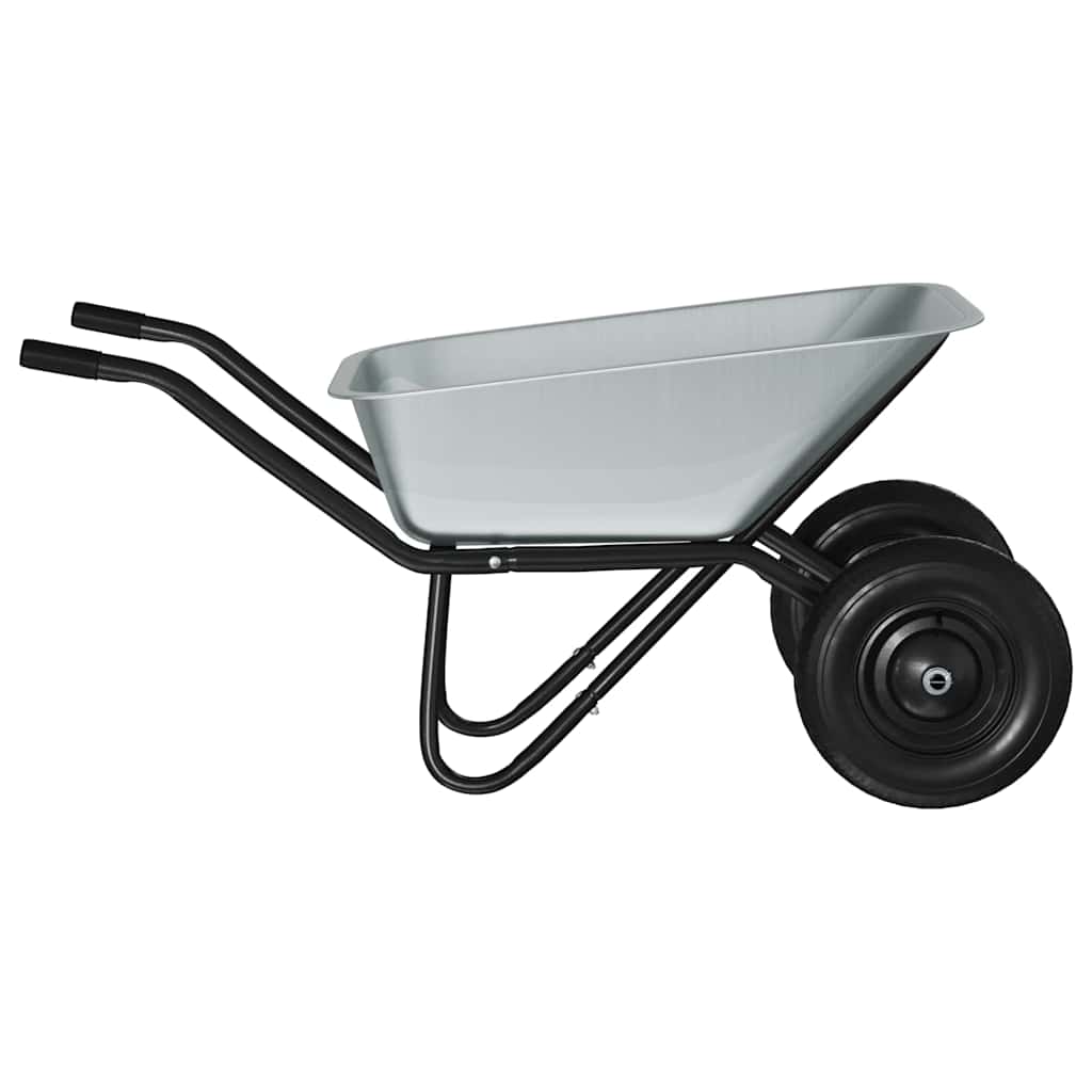 vidaXL Wheelbarrow Silver and Black 100 L 180 kg Galvanized Steel