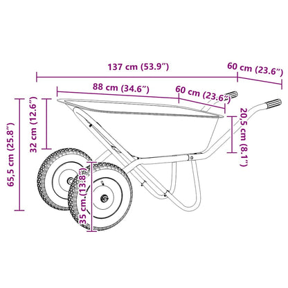 vidaXL Wheelbarrow Silver and Black 100 L 180 kg Galvanized Steel
