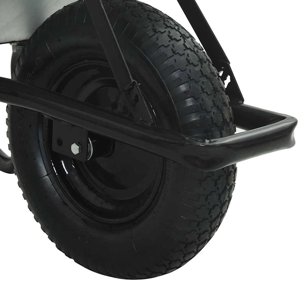 vidaXL Wheelbarrow Silver and Black 100 L 150 kg Galvanized Steel