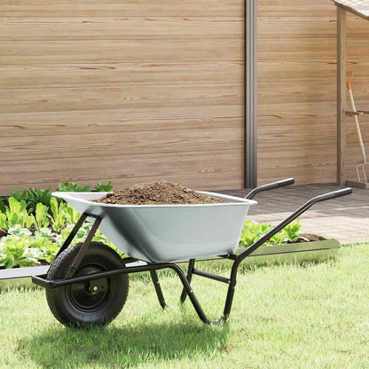 vidaXL Wheelbarrow Silver and Black 100 L 150 kg Galvanized Steel
