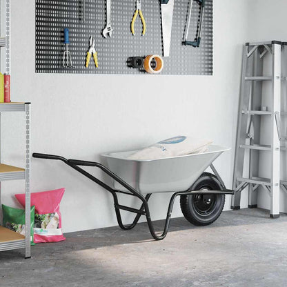 vidaXL Wheelbarrow Silver and Black 100 L 150 kg Galvanized Steel