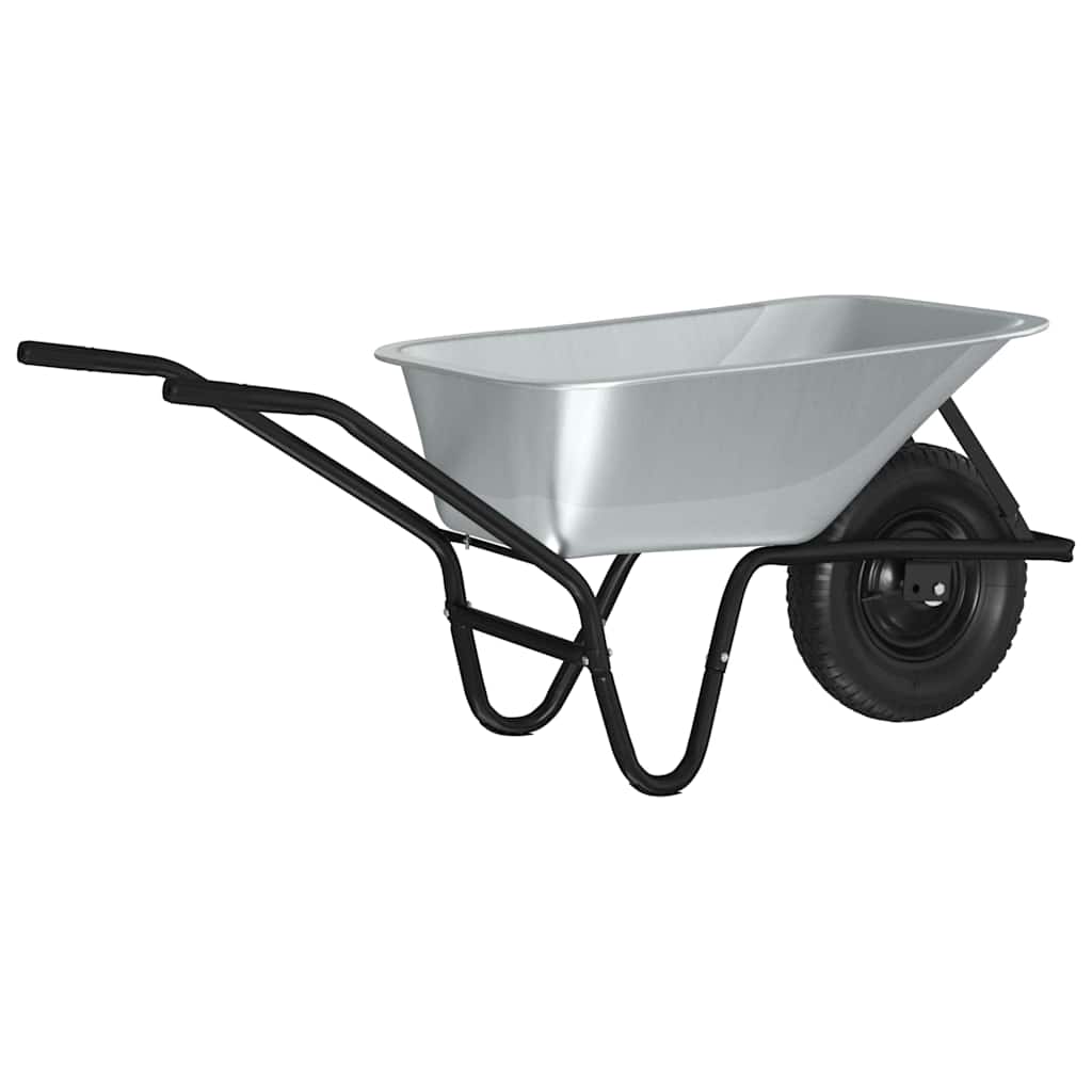 vidaXL Wheelbarrow Silver and Black 100 L 150 kg Galvanized Steel
