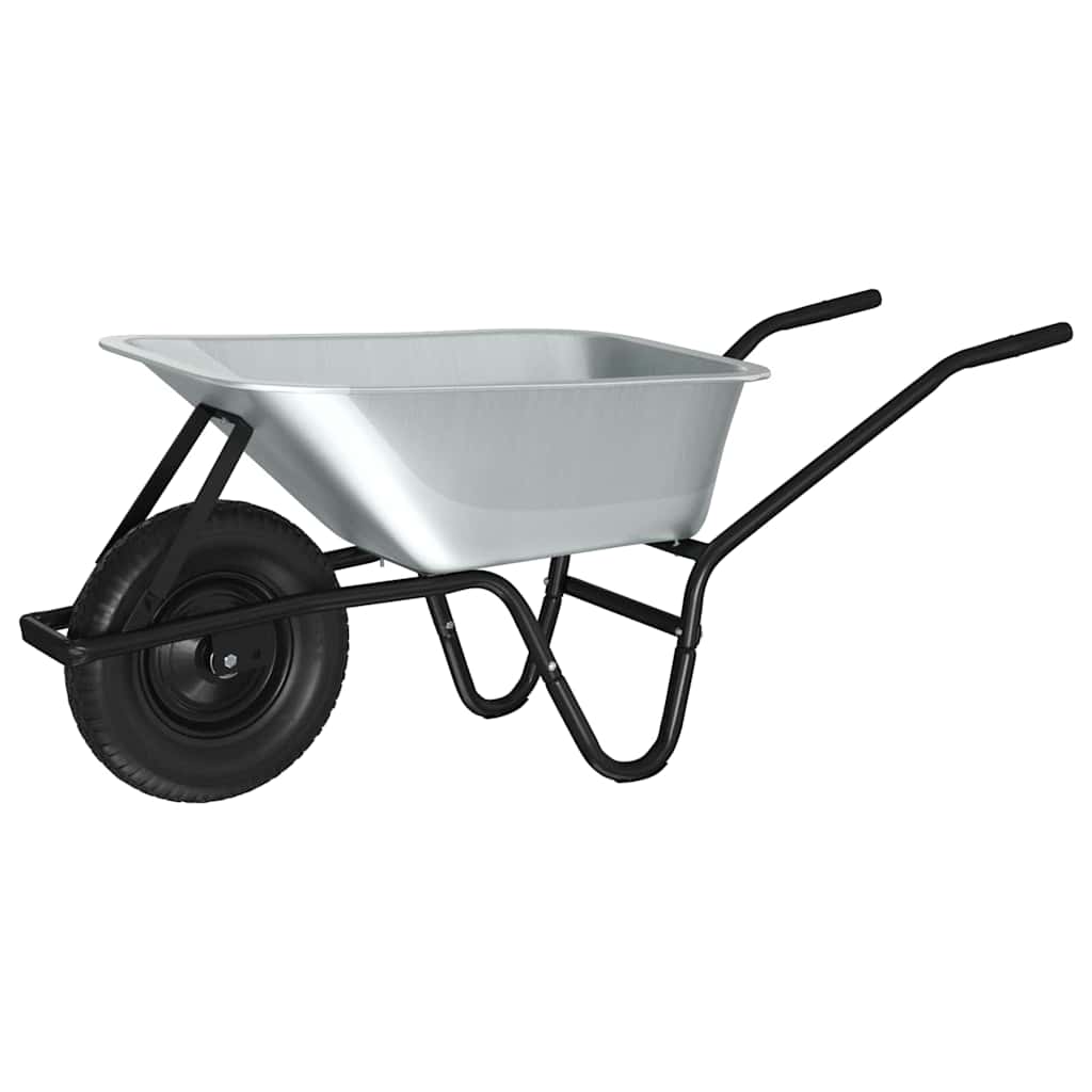 vidaXL Wheelbarrow Silver and Black 100 L 150 kg Galvanized Steel