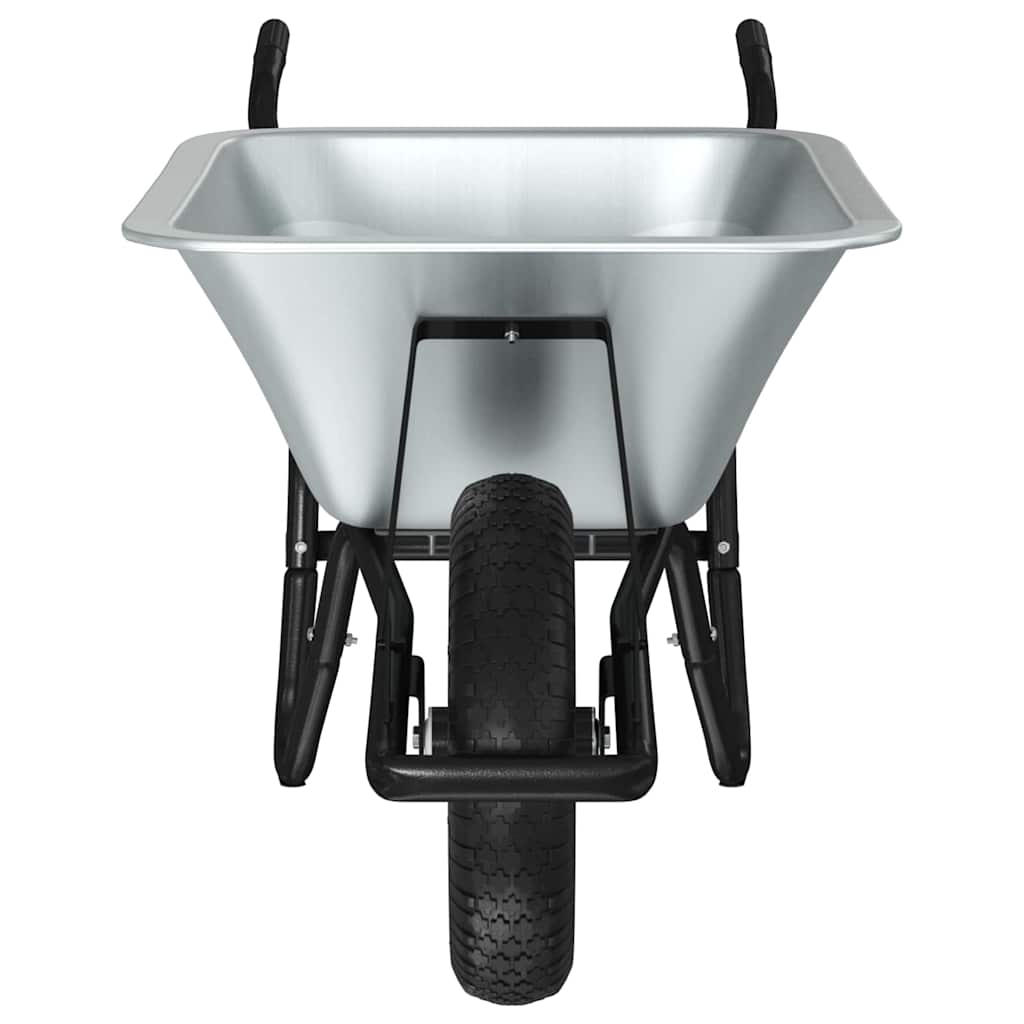 vidaXL Wheelbarrow Silver and Black 100 L 150 kg Galvanized Steel
