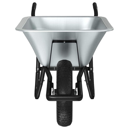 vidaXL Wheelbarrow Silver and Black 100 L 150 kg Galvanized Steel