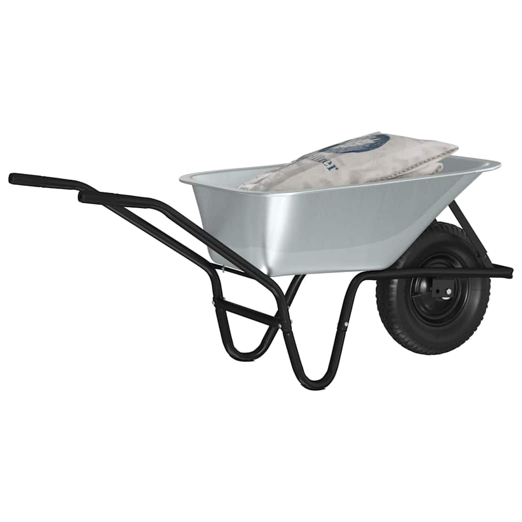 vidaXL Wheelbarrow Silver and Black 100 L 150 kg Galvanized Steel