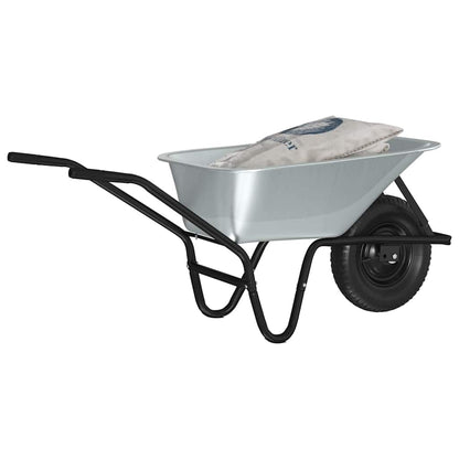 vidaXL Wheelbarrow Silver and Black 100 L 150 kg Galvanized Steel