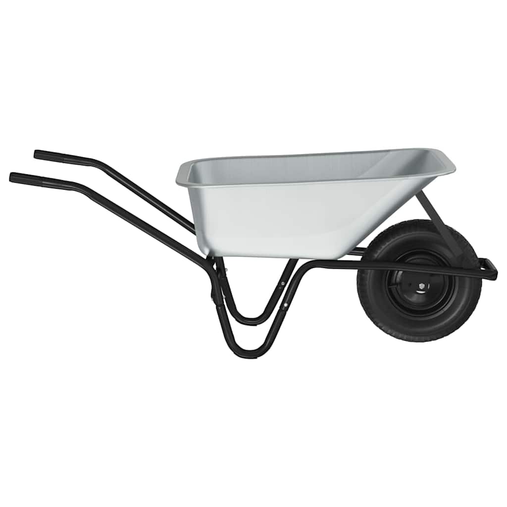vidaXL Wheelbarrow Silver and Black 100 L 150 kg Galvanized Steel