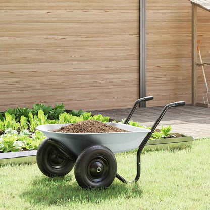 vidaXL Wheelbarrow Silver and Black 100 L 150 kg Galvanized Steel - 61256