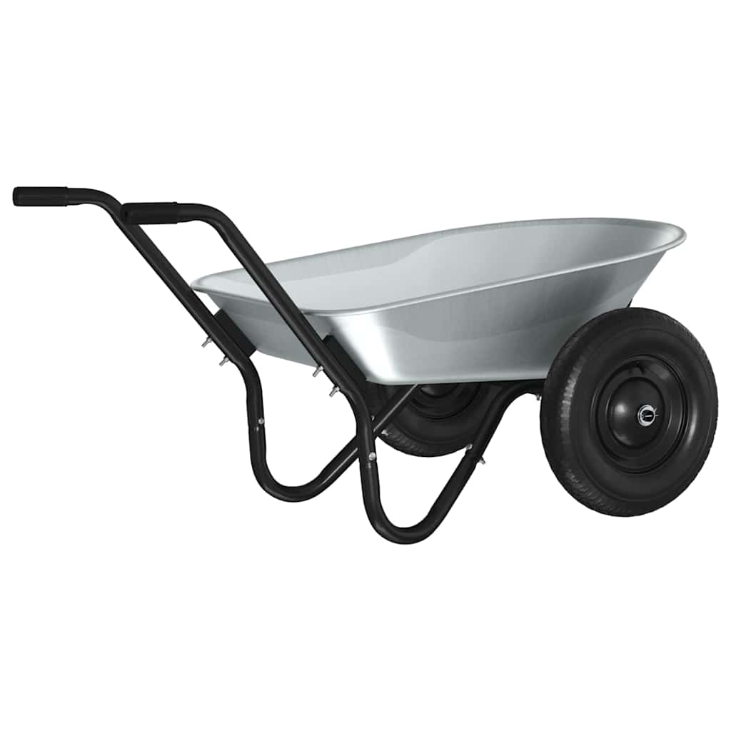 vidaXL Wheelbarrow Silver and Black 100 L 150 kg Galvanized Steel - 61256